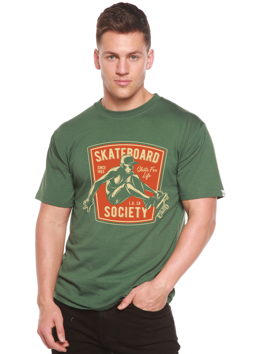 Skateboard Society Men's Bamboo Viscose/Organic Cotton Short Sleeve Graphic T-Shirt
