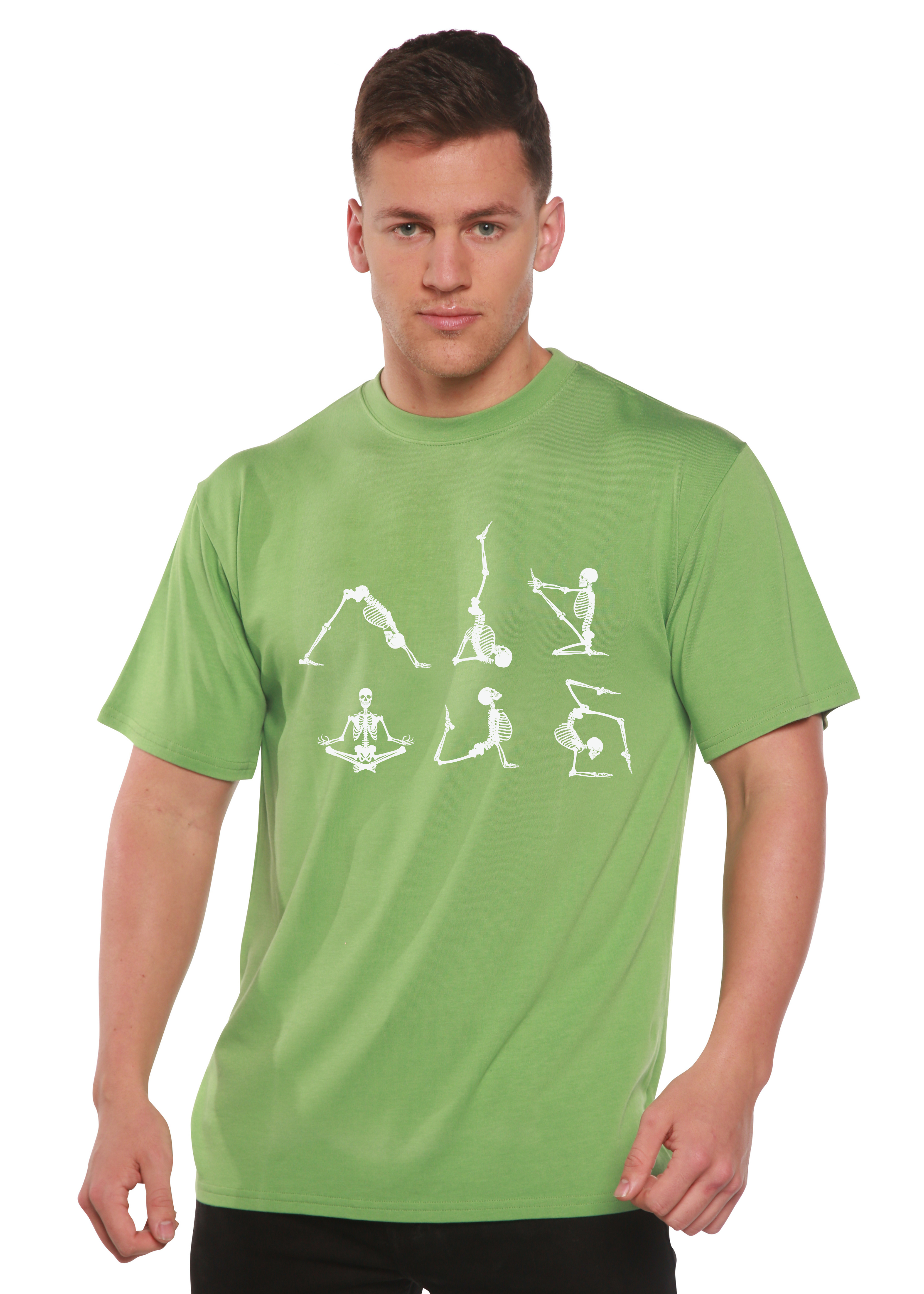 Halloween Skeleton Namaste Men's Bamboo Viscose/Organic Cotton Short Sleeve Graphic T-Shirt