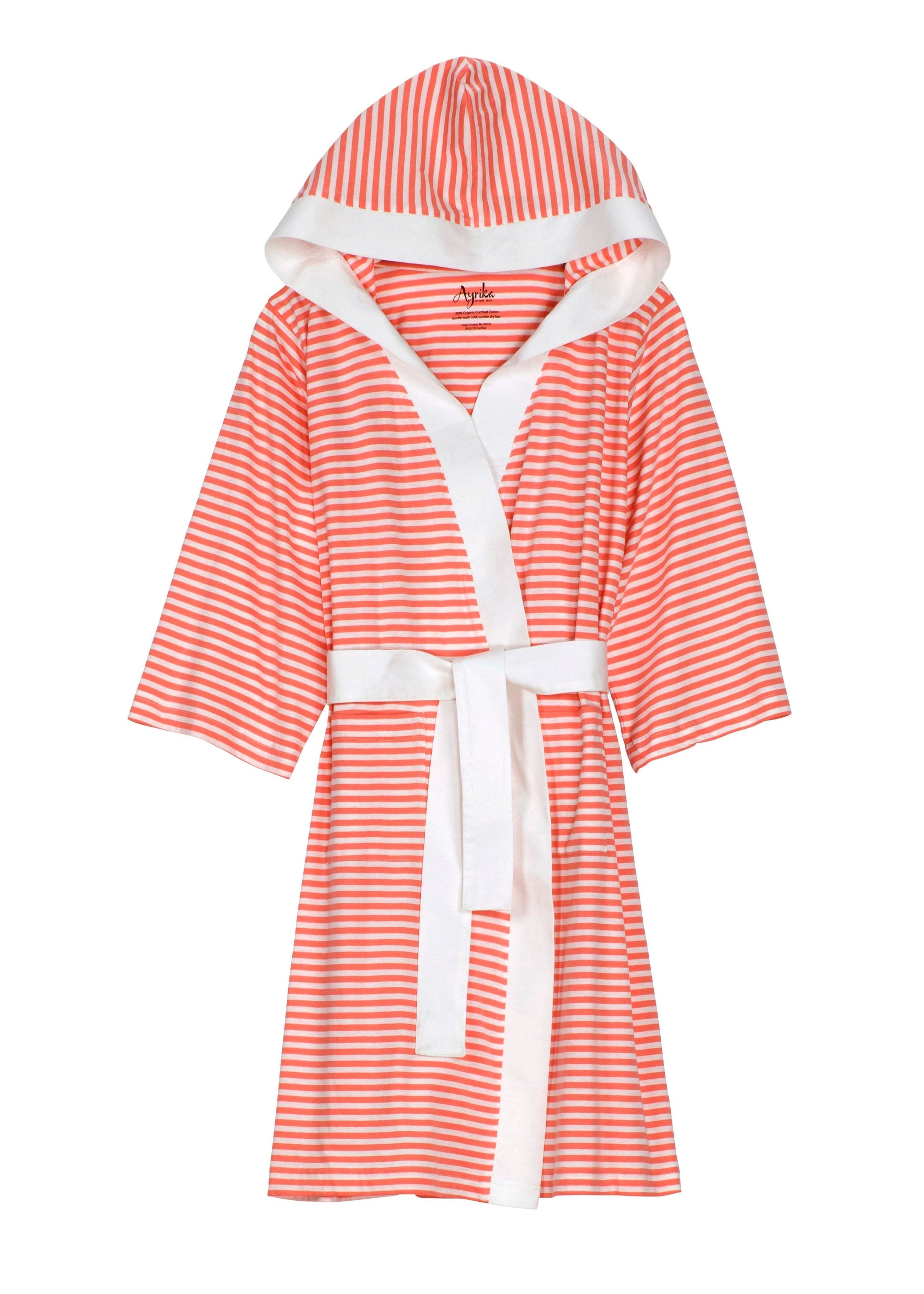 Seaside Serenity Stripe Organic Hooded Short Robe