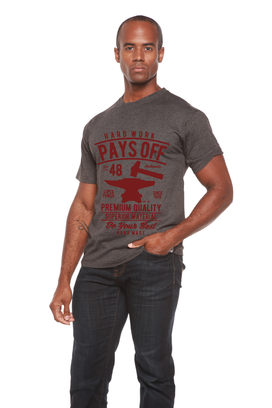 Hard Work Pays Men's Bamboo Viscose/Organic Cotton Short Sleeve Graphic T-Shirt