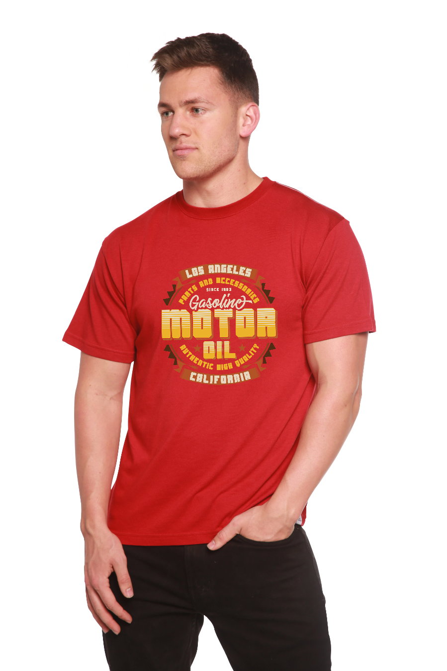 Motor oil Men's Bamboo Viscose/Organic Cotton Short Sleeve Graphic T-Shirt
